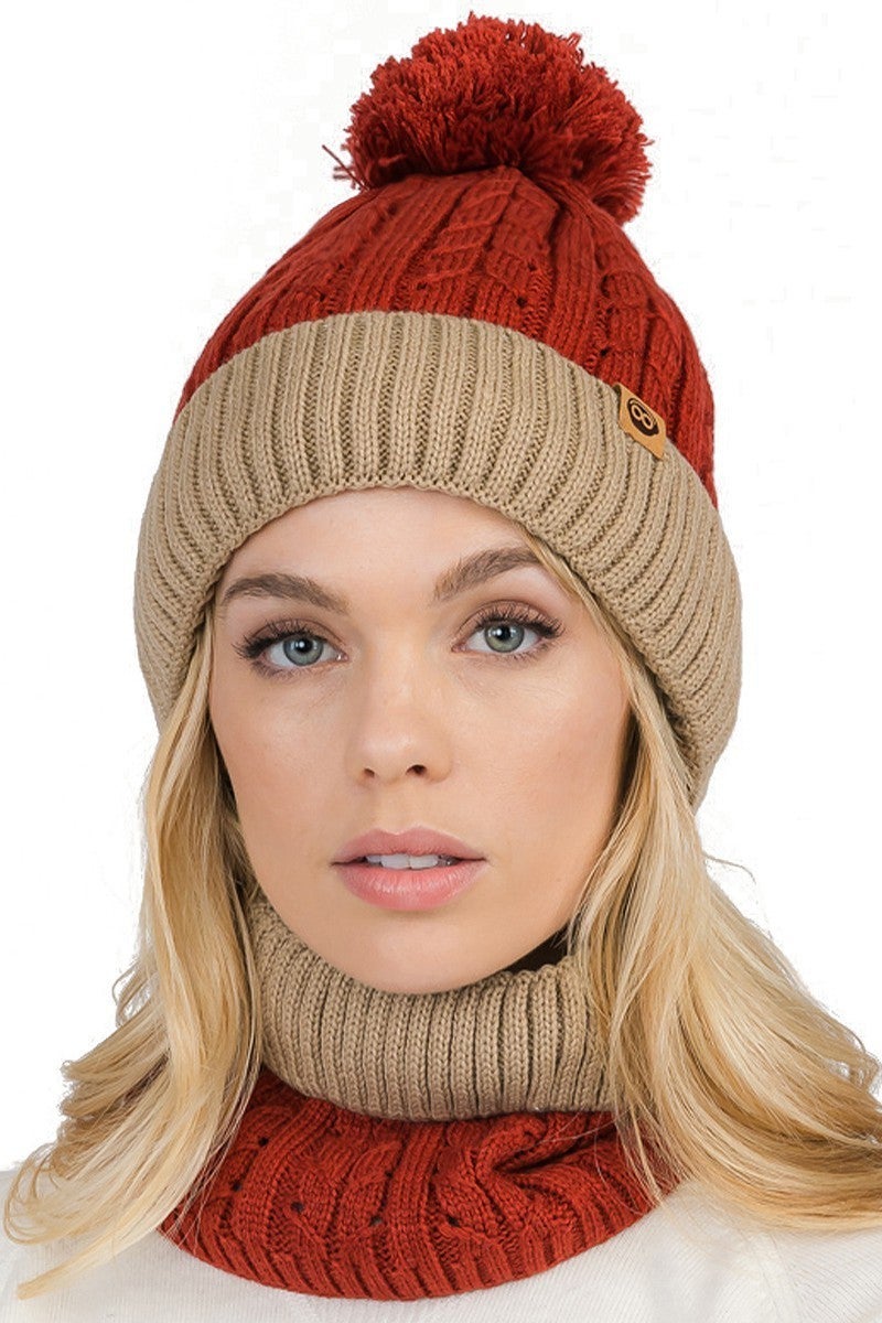 Knitted Beanie & Neck Warmer Set