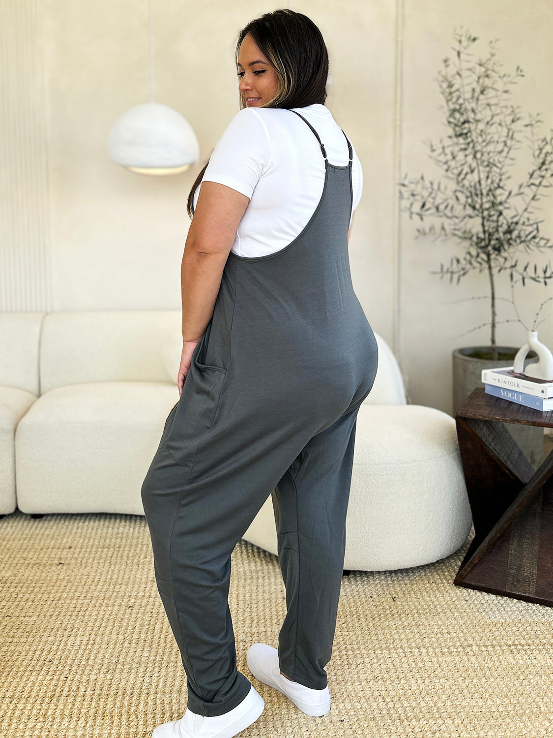 Double Take Full Size Sleeveless V-Neck Pocketed Jumpsuit