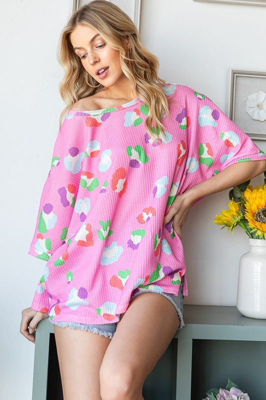 Summer Waffle Colorful Oversized Top