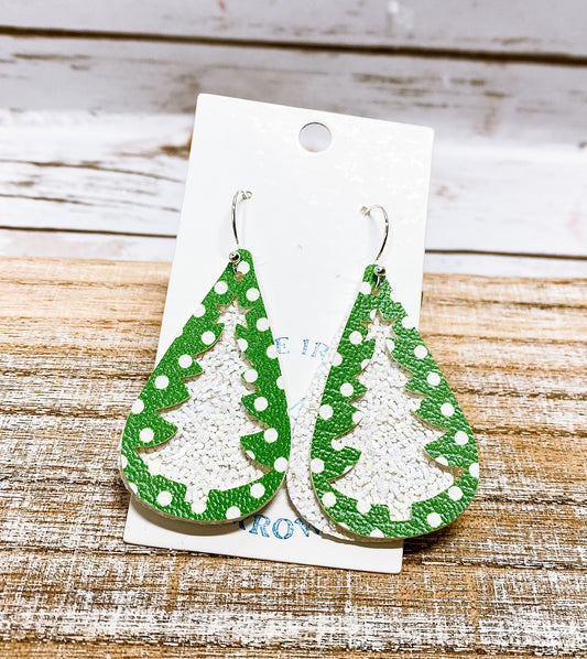 Christmas Trees Double Layered Earrings