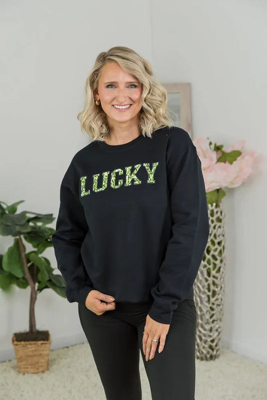 Lucky Faux Sequins Crewneck