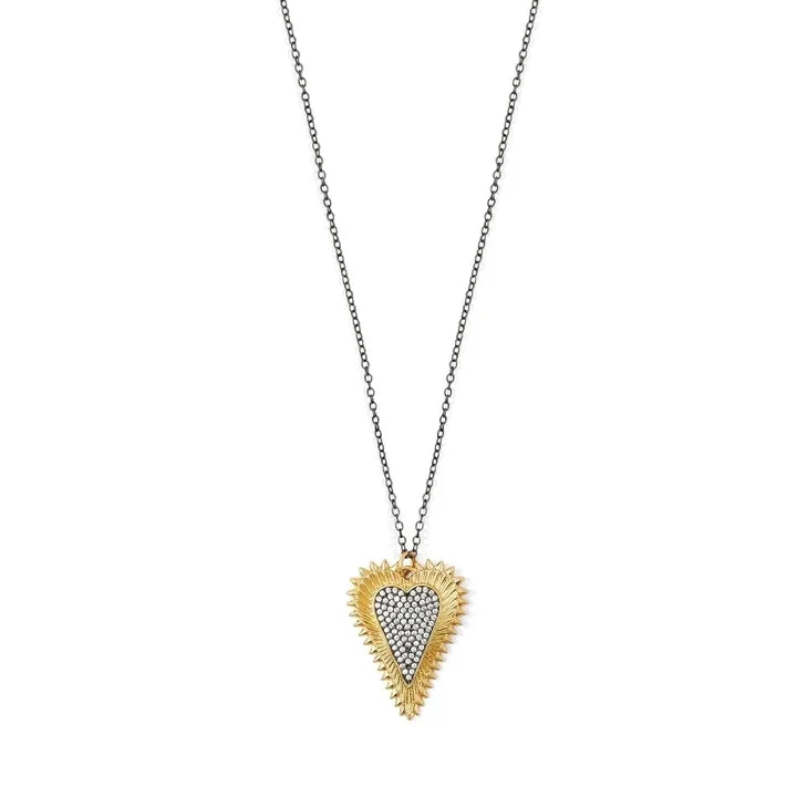 Two Tone Pave Heart Pendant