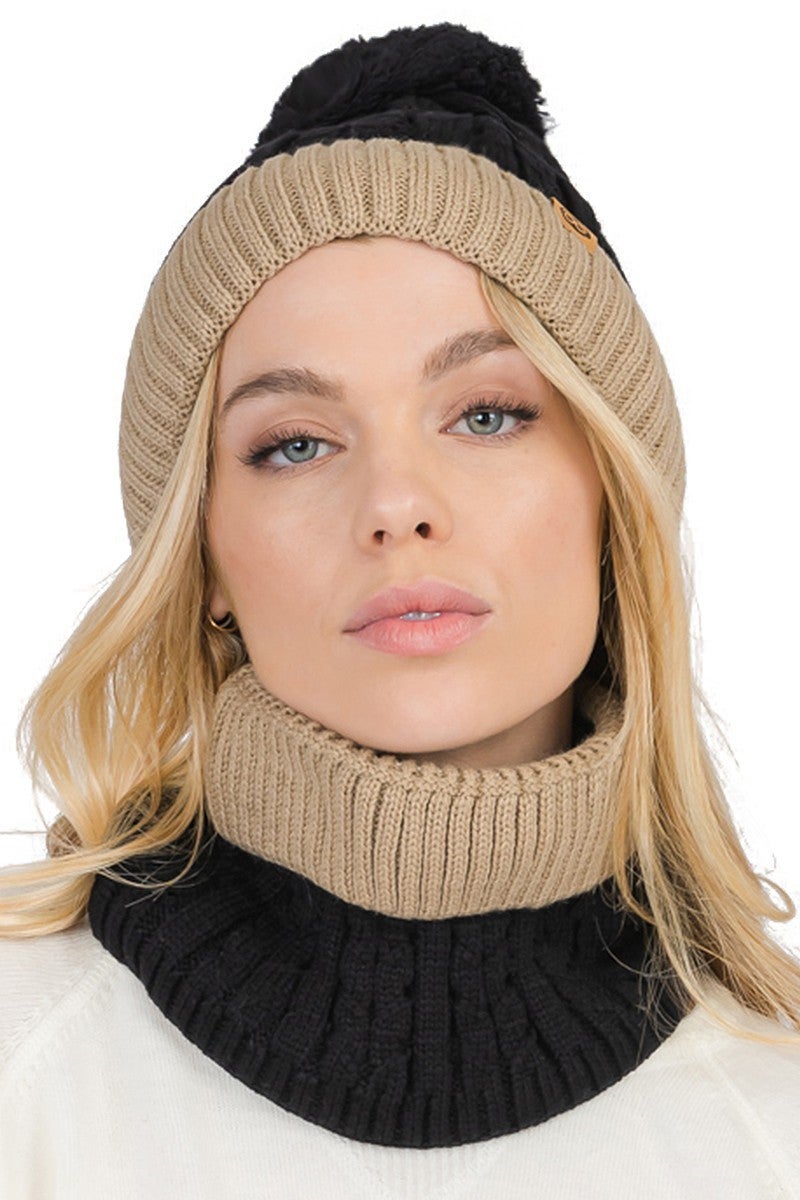 Knitted Beanie & Neck Warmer Set