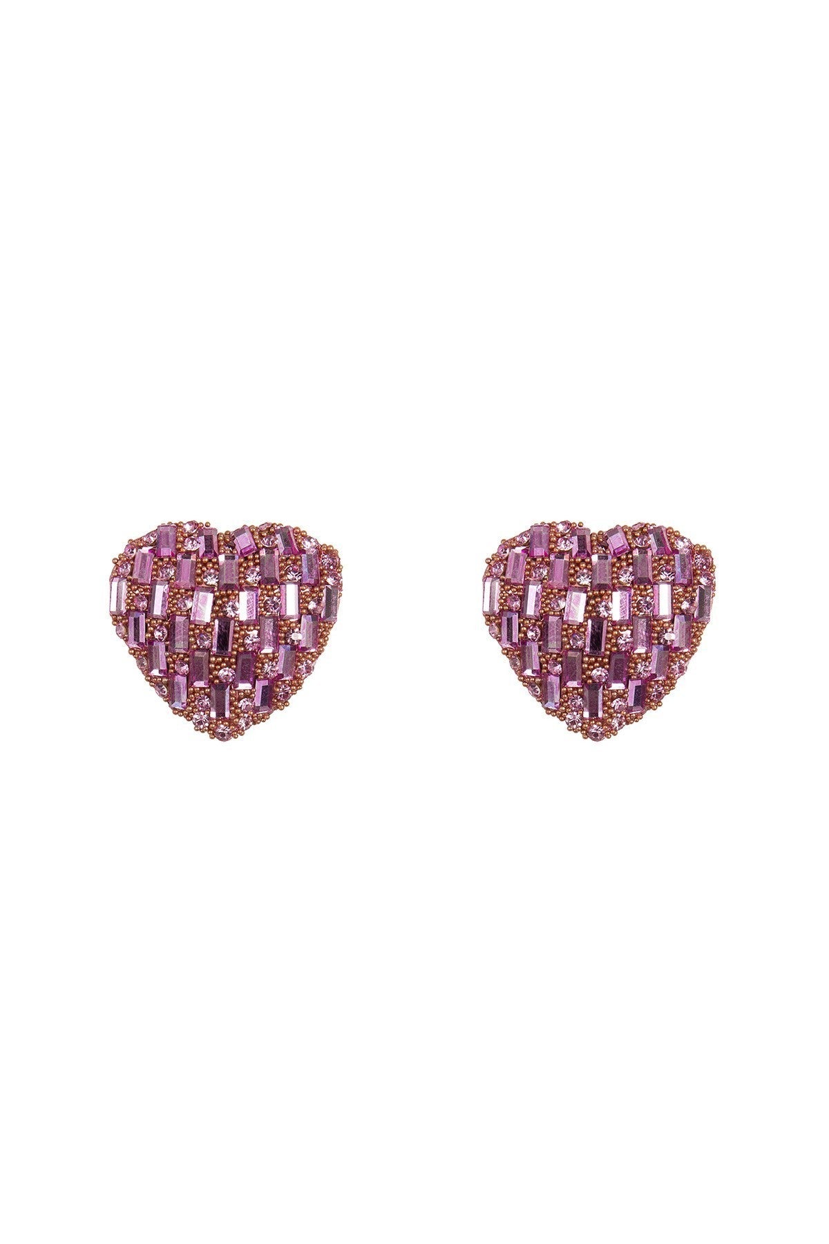 Rhinestone Heart Stud Earrings
